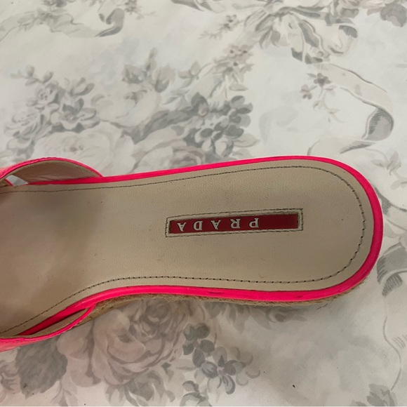 Authentic Prada platform sandals in neon hot pink in patent leather - Picture 12 of 15
